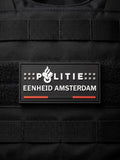 3D PVC patch Politie Amsterdam met vlagkleuren, klittenband, waterbestendig en slijtvast.
